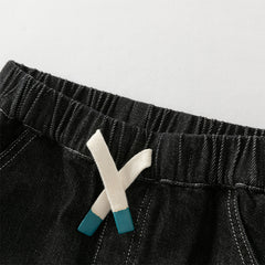 Dave&Bella Boys Autumn Cotton Carbon Black Casual Drawstring Jeans