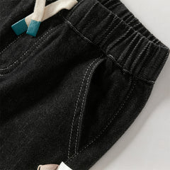 Dave&Bella Boys Autumn Cotton Carbon Black Casual Drawstring Jeans