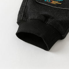 Dave&Bella Boys Autumn Cotton Carbon Black Casual Drawstring Jeans