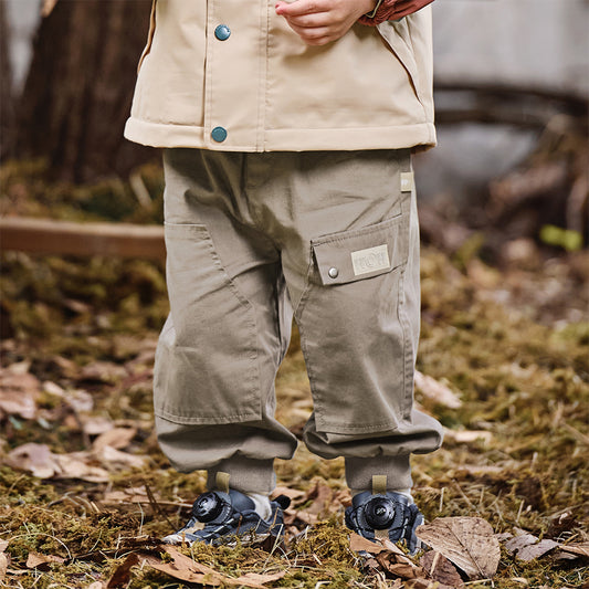 Dave&Bella Toddler Boys Autumn Grey Cotton Loose Drawstring Pants