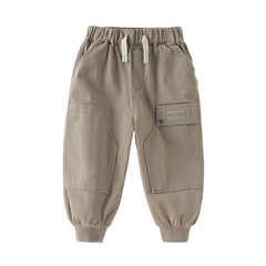 Dave&Bella Toddler Boys Autumn Grey Cotton Loose Drawstring Pants