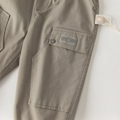 Dave&Bella Toddler Boys Autumn Grey Cotton Loose Drawstring Pants