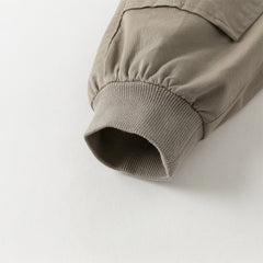 Dave&Bella Toddler Boys Autumn Grey Cotton Loose Drawstring Pants