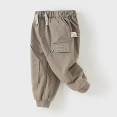 Dave&Bella Toddler Boys Autumn Grey Cotton Loose Drawstring Pants