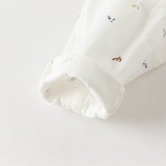 Dave&Bella Toddler Boys Autumn Breathable Cotton Cute White Print Casual Shirts Tops