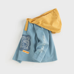 Dave&Bella Toddler Boys Autumn Light Blue Casual Hooded Sweatshirts Tops