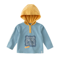Dave&Bella Toddler Boys Autumn Light Blue Casual Hooded Sweatshirts Tops