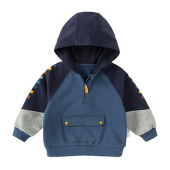 Dave&Bella Boys Autumn Blue Long Sleeve Hooded Sweatshirts