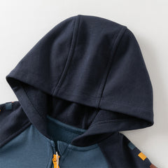 Dave&Bella Boys Autumn Blue Long Sleeve Hooded Sweatshirts