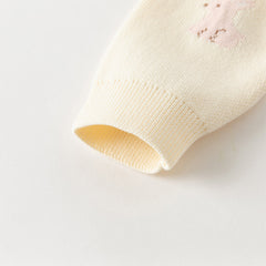 Dave&Bella Girls Autumn Cotton Beige Rabbit Jacquard Sweater Cardigan Coat