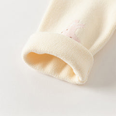 Dave&Bella Girls Autumn Cotton Beige Rabbit Jacquard Sweater Cardigan Coat