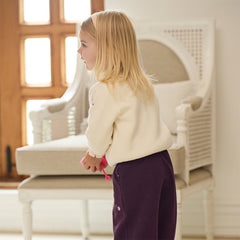 Dave&Bella Girls Autumn Cotton Beige Rabbit Jacquard Sweater Cardigan Coat