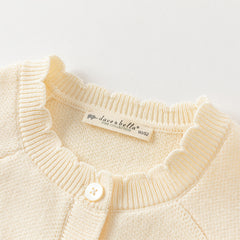 Dave&Bella Girls Autumn Cotton Beige Rabbit Jacquard Sweater Cardigan Coat