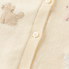 Dave&Bella Girls Autumn Cotton Beige Rabbit Jacquard Sweater Cardigan Coat