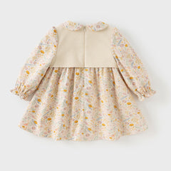 Dave&Bella Girls Autumn Cotton Floral Print A-line Princess Dress