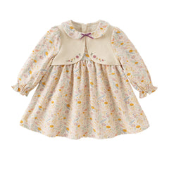 Dave&Bella Girls Autumn Cotton Floral Print A-line Princess Dress