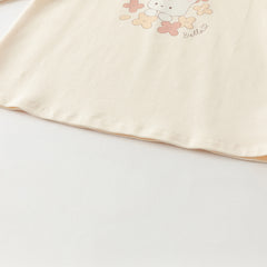 Dave&Bella Toddler Girls Autumn Cute Beige Cartoon Print T-shirts Tops