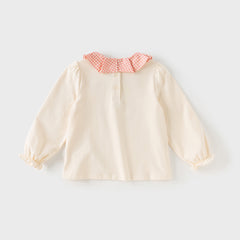 Dave&Bella Toddler Girls Autumn Cute Beige Cartoon Print T-shirts Tops