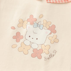 Dave&Bella Toddler Girls Autumn Cute Beige Cartoon Print T-shirts Tops