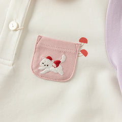 Dave&Bella Girls Autumn Cute Colorblocked Long Sleeve Polo T-shirt Top