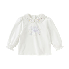 Dave&Bella Girls Autumn Adorable Cotton Lace Collar Print T-shirt Top
