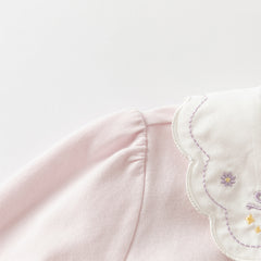 Dave&Bella Girls Autumn Adorable Cotton Lace Collar Print T-shirt Top