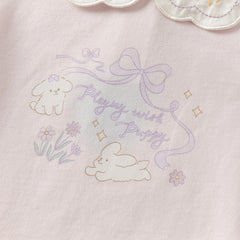 Dave&Bella Girls Autumn Adorable Cotton Lace Collar Print T-shirt Top