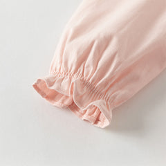 Dave&Bella Girls Autumn Cotton Pink Sweet Flower Embroidery Shirt Top