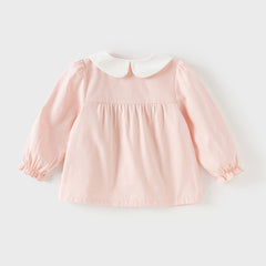 Dave&Bella Girls Autumn Cotton Pink Sweet Flower Embroidery Shirt Top