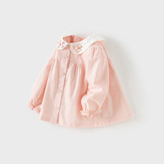 Dave&Bella Girls Autumn Cotton Pink Sweet Flower Embroidery Shirt Top