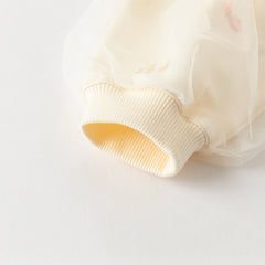 Dave&Bella Toddler Girls Autumn Milk Yellow Adorable Mesh Sleeve Sweatshirts Tops