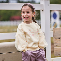 Dave&Bella Toddler Girls Autumn Milk Yellow Adorable Mesh Sleeve Sweatshirts Tops