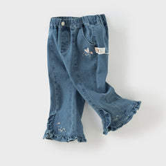 Dave&Bella Girls Autumn Cotton Delicate Embroidered Jeans Pants