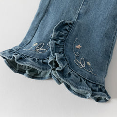 Dave&Bella Girls Autumn Cotton Delicate Embroidered Jeans Pants
