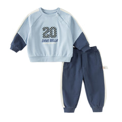 Dave&Bella Boys Autumn Blue T Shirt Pants Outfits Set