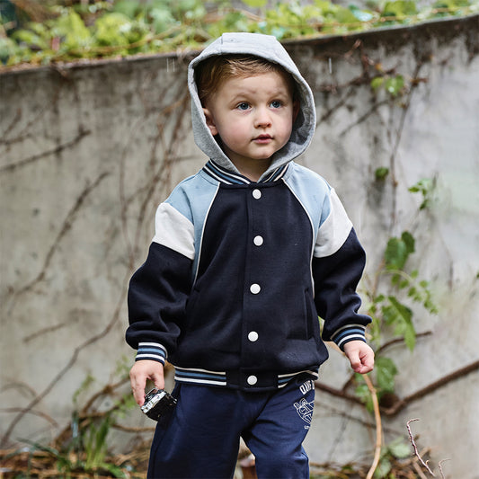 Dave&Bella Boys Autumn Casual Outdoor Long Sleeve Hooded Jacket Top