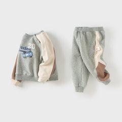 Dave&Bella Boys Autumn Grey Outdoor Sport T-shirts Drawstring Pants Set