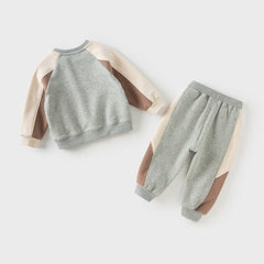 Dave&Bella Boys Autumn Grey Outdoor Sport T-shirts Drawstring Pants Set