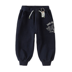 Dave&Bella Boys Autumn Navy Blue Cotton Outdoor Drawstring Sweatpants