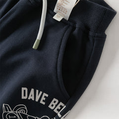 Dave&Bella Boys Autumn Navy Blue Cotton Outdoor Drawstring Sweatpants