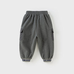 Dave&Bella Boys Autumn Grey Cotton Drawstring Casual Knit Pants