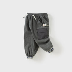 Dave&Bella Boys Autumn Grey Cotton Drawstring Casual Knit Pants