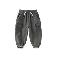 Dave&Bella Boys Toddler Grey Cotton Drawstring Casual Knit Pants