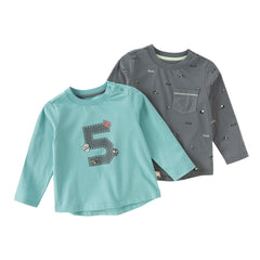 Dave&Bella Boys Autumn Cotton Blue/Grey Classical T-shirt Top