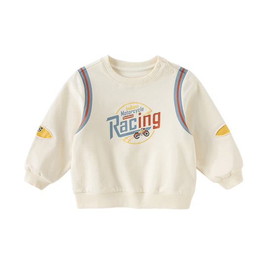 Dave&Bella Girls/Boys Autumn Cotton Beige Casual Sweatshirt Top