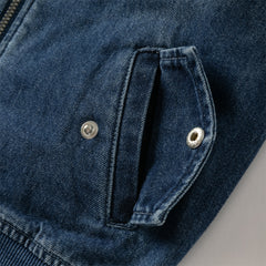 Dave&Bella Boys Autumn Denim Blue Cool Long Sleeve Hooded Jacket Coat