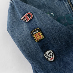 Dave&Bella Boys Autumn Denim Blue Cool Long Sleeve Hooded Jacket Coat