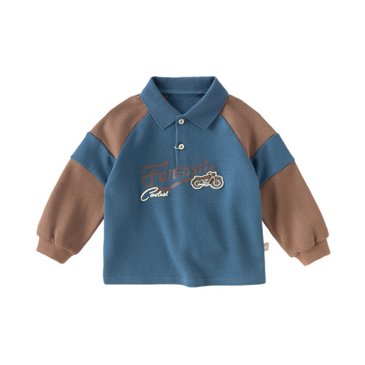 Dave&Bella Toddler Boys Autumn Leisure Blue Polo T-shirts Tops