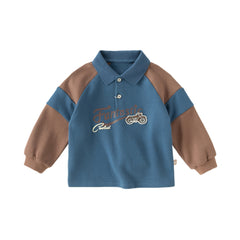 Dave&Bella Toddler Boys Autumn Leisure Blue Polo T-shirts Tops