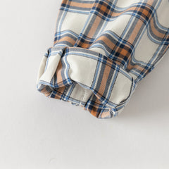 Dave&Bella Boys Autumn Cotton Casual Blue Plaid Shirt Top